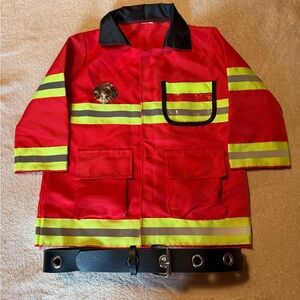 Red Firefighter Costume Jacket with Belt Fun For Imagination Wear Or Costume